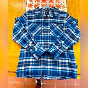 Boys Patagonia Large blue flannel shirt